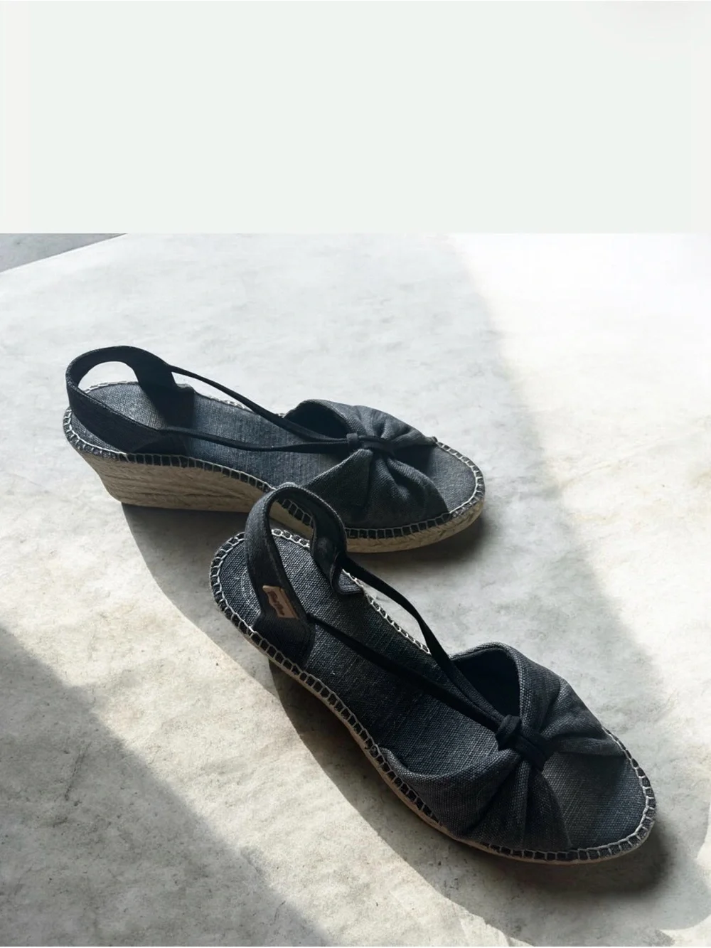 Tony Pond Denim Blue Espadrille Wedge Slingback Sandals Dize 41-ISA 9.5/10